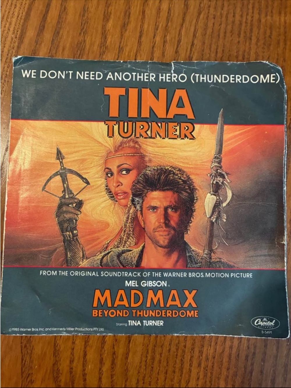 Tina Turner / Mad Max Beyond Thunderdome Vintage Single Cover - Orange & Navy